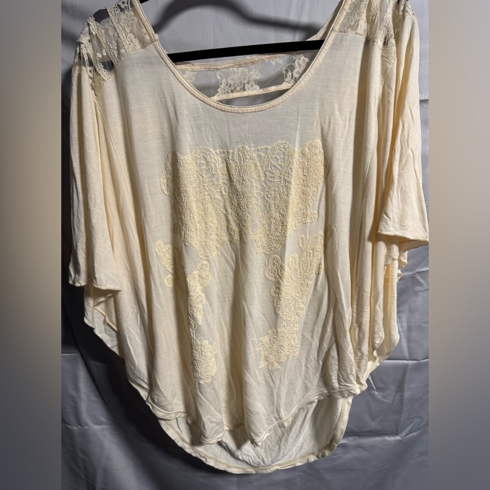 Free People Cream Lace Blouse
